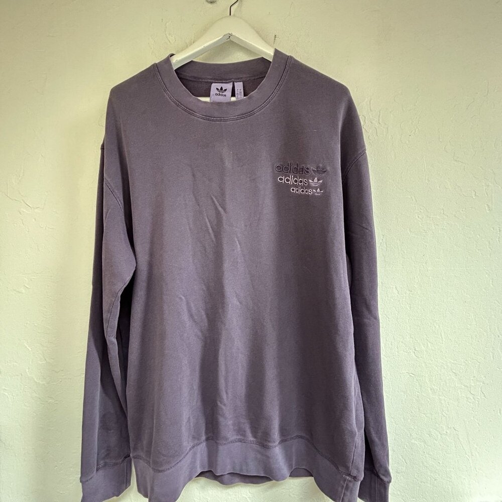 Adidas Overdyed Crewneck Sweatshirt Trace Purple Mens Large Pullover Long Sleeve